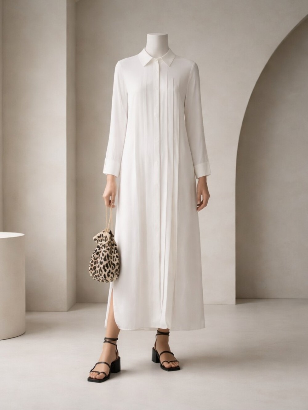 Gabby Pintucked Maxi Shirtdress